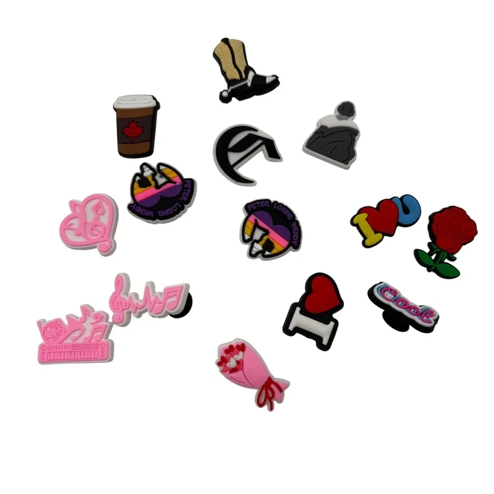 Shoe Charms Unisex OS Multicolor New Music Coffee Rose 14 Piece Set